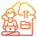 man,home,professions and jobs,laptop,cloud storage,working at home